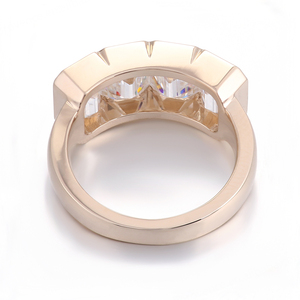 Anneaux en or jaune 18K 14K 10K, diamant de laboratoire taille Asscher DEF VVS, bijoux fins, anneau épais, fête pour femmes et hommes - Product Image 3