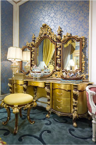 Juego de Dormitorio de Lujo Clásico Europeo en Oro de 24K, Cama con Dosel de Madera Maciza Dorada <span class=keywords><strong>Real</strong></span> de Estilo Rococó, Tallada a Mano, Tamaño King (B50923) - Product Image 4