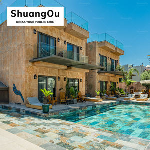 Mosaico de Piedra Natural de Mármol Verde Wild Rock para Pisos de Piscinas Exteriores, Azulejos de Mosaico Cerámico de 300*600 con Proceso de Inyección de Tinta - Product Image 2