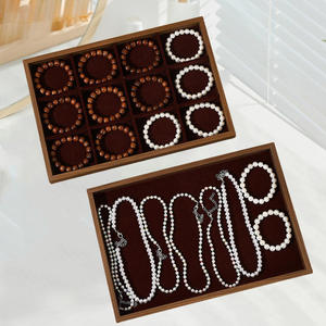 Nuevo Set de Joyería de Moda para Mujer, Bandeja de Almacenamiento de Joyería de Cuero, Bandeja de Madera Hecha a Mano con Divisores - Product Image 2