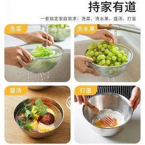 Colador de Acero Inoxidable de Doble Capa con Orificios Finos, Cesta para Lavar Arroz, Cesta de Drenaje para Cocina con Orificios de Drenaje - Product Image 2