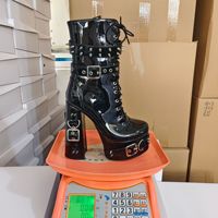 Vente en gros de bottines à plateforme gothique punk pour femmes bottes courtes noires à lacets à boucle à talon haut épais style Y2K