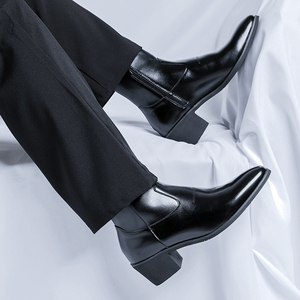 Bottes <span class=keywords><strong>Martin</strong></span> vintage à talon carré et bout pointu avec fermeture éclair latérale pour homme – Idéales pour le bureau, les rendez-vous et les tenues de ville – Grande Vente - Product Image 4