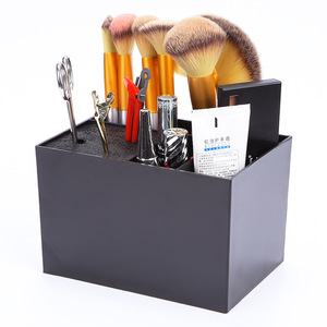 Wanmei Makeup Organizer <b>Box</b> 6 Compartments Plastic Storage Desk Organizer For Hairdressing <b>Tools</b> Black And White - Product Image 2