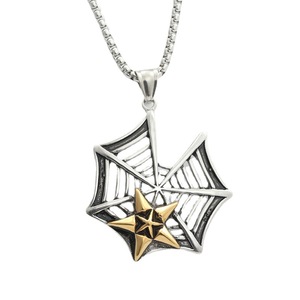 Men's <b>Titanium</b> Steel Star Spider Web Pendant Necklace Geometric Design Everyday Wear - Product Image 5