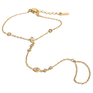 JINYOU 4601 Pulsera de Dedo Ajustable de Acero Inoxidable <span class=keywords><strong>con</strong></span> Baño de Oro PVD, Cadena de Cuentas y Circonita Cúbica, Resistente al Agua, de Moda - Product Image 1