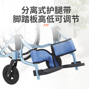 Manual Wheelchair Aluminum Alloy Lightweight Foldable Black Blue Color Scheme <b>Push</b> By Hand For Disabled Mobility - Product Image 4