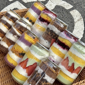 Boîte à gâteau en plastique avec anneau d'ouverture, 250 ml, 330 ml, fond plat, pots à dessert en PET, ouverture facile, joint en aluminium - Product Image 6