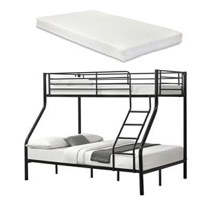 Endüstriyel Modern Tarz Ağır Hizmet Tipi Metal Ranza Yatak, Yan Merdivenli Güvenlik Korkulukları ile, Yaylı Yatak Gerektirmez (Siyah-3) - Product Image 5