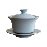 Gaiwan en céramique de type Ru Kiln Celadon Sancai, avec glaçure craquelée effet glace, pour service à thé Kung Fu, grande taille, patine évolutive, nouveauté