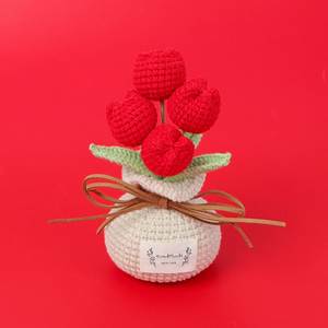 Nouveau design de vase en crochet artificiel tissé à la main, pot de fleurs en forme de tulipe pour les occasions de Noël et d'Halloween - Product Image 4