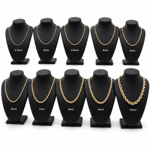 Wholesale Twisted <b>Rope</b> <b>Chain</b> 2mm 3mm 5mm 6mm 8mm 10mm Gold Plated Stainless Steel Hip Hop Necklace Jewelry - Product Image 1