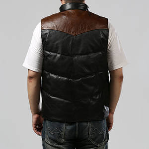 Gilets en cuir personnalisés pour l'hiver 2025 | Gilet en cuir <span class=keywords><strong>de</strong></span> vache avec rembourrage en duvet <span class=keywords><strong>de</strong></span> <span class=keywords><strong>canard</strong></span> | Gilet en cuir - Product Image 4