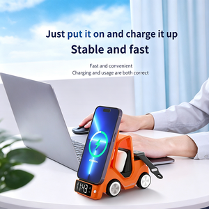 <span class=keywords><strong>Cargador</strong></span> Inalámbrico 3 en 1 para Múltiples Dispositivos, Bobina Móvil con Sensor Automático, Carga Rápida de 15W, con Reloj y Luz para Dormitorio - Product Image 3