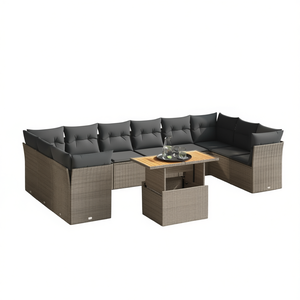 Ensemble de canapés de jardin modulaires en rotin PE gris 6 places, collection de meubles d'extérieur au design contemporain - Product Image 1