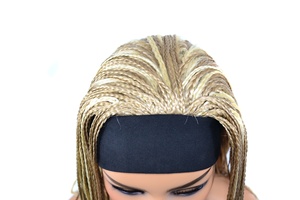 Perruque Synthétique au Crochet avec Bandeau Élastique Ajustable, Tressé, Noir, <span class=keywords><strong>Cheveux</strong></span> Longs, avec Arc, 18 Pouces - Product Image 5