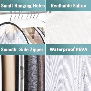 Housse de vêtement transparente avec doublure en PEVA, sac de rangement anti-poussière pour vêtements, usage domestique, style moderne, design pliable - Product Image 3