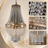 Maßgefertigter Gold Silber Eisen Acryl Kristall Vorhang Kronleuchter AC Hochzeitslocation Hängelampe 45cm 55cm 110V 220V