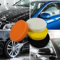 Éponge de polissage pour carrosserie de voiture en polyester à bords plats de 3, 4 et 5 pouces, tampon de lustrage de qualité supérieure, facile à nettoyer, logo personnalisé OEM