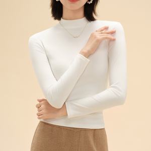 Biancheria intima <span class=keywords><strong>termica</strong></span> da <span class=keywords><strong>donna</strong></span> con collo mezzo alto, tinta unita, <span class=keywords><strong>t</strong></span>-<span class=keywords><strong>shirt</strong></span> calde e Slim-Fit di alta qualità per la primavera-autunno - Product Image 2