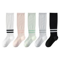 Chaussettes montantes en coton tricoté tendance OEM à 2 bandes, respirantes pour l'été, chaussettes de compression pour femmes pour le sport, chaussettes de yoga tricotées
