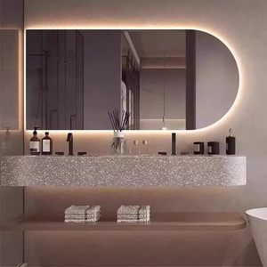 <span class=keywords><strong>Espejo</strong></span> de <span class=keywords><strong>Baño</strong></span> Inteligente con Arco, Luz LED, Pantalla Táctil, Antivaho, Montado en la Pared, Diseño Moderno Minimalista, Lentes de Vidrio - Product Image 1