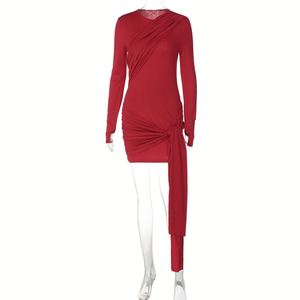 Abito da <span class=keywords><strong>Donna</strong></span> a Maniche Lunghe in Due Colori, Vestito Casual Aderente Mini, Taglie S-L - Product Image 2
