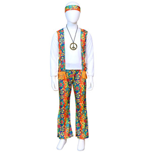 Ensemble de costumes hippies pour enfants, tenue imprimée avec signe de paix, vêtements de scène, style européen et américain - Product Image 5