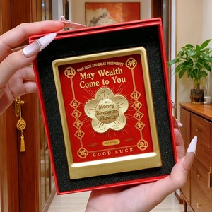 Autocollant de téléphone personnalisé en feuille d'or pur 999, porte-bonheur, cadeau d'affaires - Product Image 1