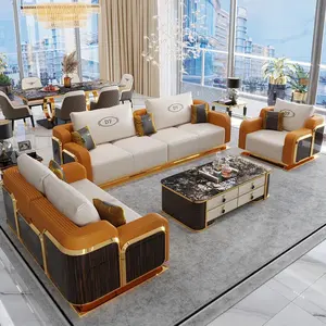 KEHUI Sofa-Set Möbel Wohnzimmer mit kostenlosem Versand Leder amerikanisch modern Luxus graue Ecke Kunststoff königlich einfaches Sofa-Set
