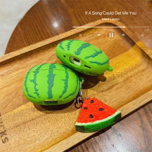 Funda de silicona 3D con diseño de sandía para Apple AirPods Pro 2 3 4, cubierta de auriculares con cadena y dijes de frutas, estilo INS, bonita caja. - Product Image 5