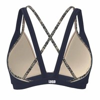Soutien-gorge de sport respirant et doux pour la peau, à maintien élevé, avec bretelles fines croisées et décolleté en V profond, motif léopard, personnalisable avec logo OEM pour femme