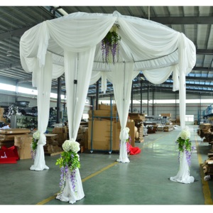 Portable Adjustable Aluminum <b>Backdrop</b> <b>Stand</b> with Silver Pipe and Drape Curtains for Wedding Parties - Product Image 5