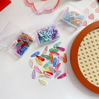 Boîte personnalisée de 30 mini pinces à cheveux en alliage avec strass, style macaron coloré bonbon pour filles, accessoires capillaires effet goutte d'huile