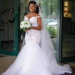 <b>White</b> Mermaid Wedding Dress Sweetheart Neckline <b>Lace</b> Vintage Style Natural Waistline 008 - Product Image 1