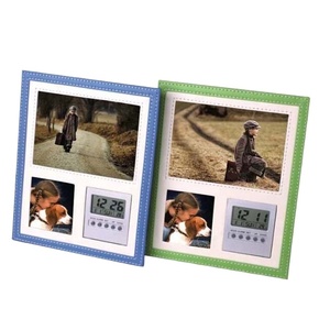 Lg3009 biểu tượng tùy chỉnh PU da hình ảnh khung ảnh <span class=keywords><strong>LCD</strong></span> đồng hồ báo thức gia đình thường vụ khung cho món quà của cha vào Ngày của Cha - Product Image 1