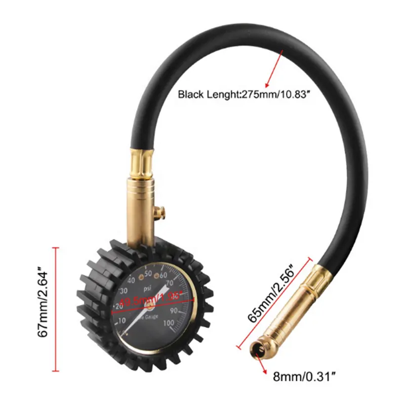 Herhangi bir araba kamyon motosiklet için 2020 ağır lastik basınç göstergesi (75PSI)