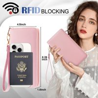 Harga grosir disesuaikan wanita kapasitas besar RFID kulit PU dompet genggam dengan ritsleting pergelangan tangan dompet perjalanan panjang