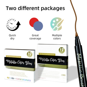 Mềm bàn chải <span class=keywords><strong>tip</strong></span> kim loại đánh dấu 10 12 màu sắc kim loại đánh dấu sơn bút cho Mô hình màu không phai sơn đánh dấu bút - Product Image 6