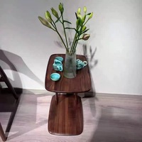 Table basse multifonctionnelle moderne en noyer noir massif, mobile, avec structure en bois stable pour salon