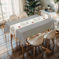 Nappe carrée anti-rayures gris clair RNPT à motif de perches, résistante aux taches, motif floral, pour dîner en famille