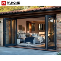 Portes coulissantes pliantes en aluminium et verre pour balcon, résistantes aux ouragans, modernes, pour salon