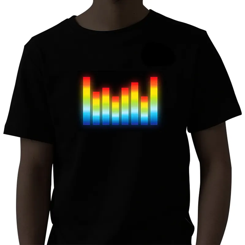 Özel tasarım EL ışık flaş müzik ekolayzır parlayan parlayan T-shirt LED ışık gömlek