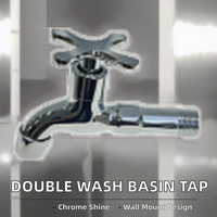 Robinet mural moderne double vasque en alliage de zinc avec cartouche céramique pour eau froide, idéal pour machine à laver extérieure