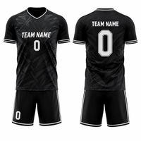 Maillot de football noir pour homme, manches courtes, col en V, évacuation de l'humidité, impression sublimée, nom de l'équipe, toutes saisons