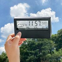Station météo numérique LCD transparente en gros avec fonction snooze, calendrier électronique et affichage de la température pour bureau
