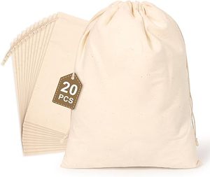 Wholesales Double <strong>String</strong> Cotton Drawstring <strong>Bag</strong> Muslin <strong>Bags</strong> with Drawstrings for Shopping Storage - Product Image 5