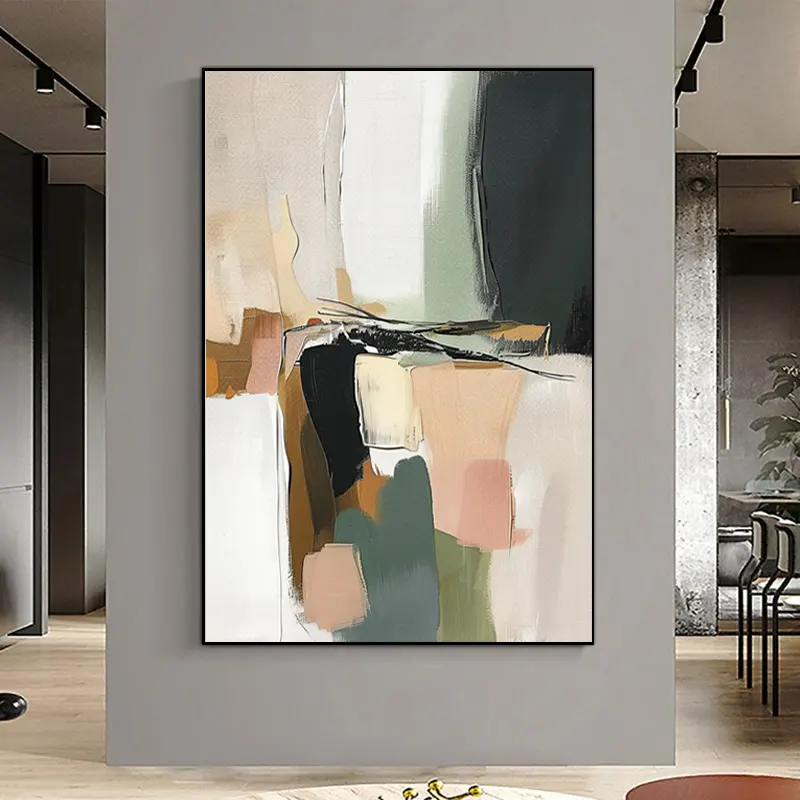 gerahmt Leinwand große Wandkunst modern Wabi Sabi minimalistische handgemachte abstrakte Kunst Ölgemälde für Wohnzimmer Schlafzimmer Dekor