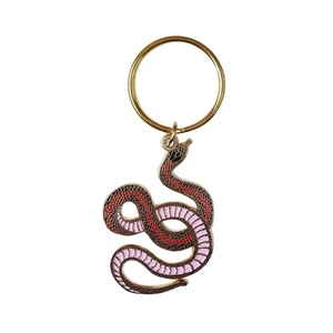 Porte-clés en métal en alliage de zinc en forme de serpent, émail souple ou dur, personnalisé, gravé, pour la décoration de sacs, vente en gros - Product Image 1
