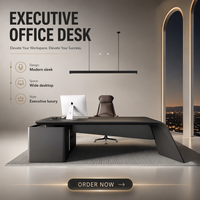 Bureau de direction moderne en forme de L, table de PDG avec armoire latérale, mobilier de bureau minimaliste de luxe pour projet de bureau d'entreprise